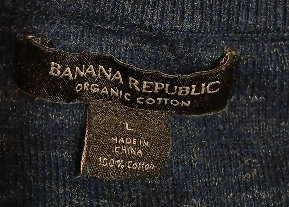 Banana republic mens large 100% organic cotton sweater blue crewneck classic